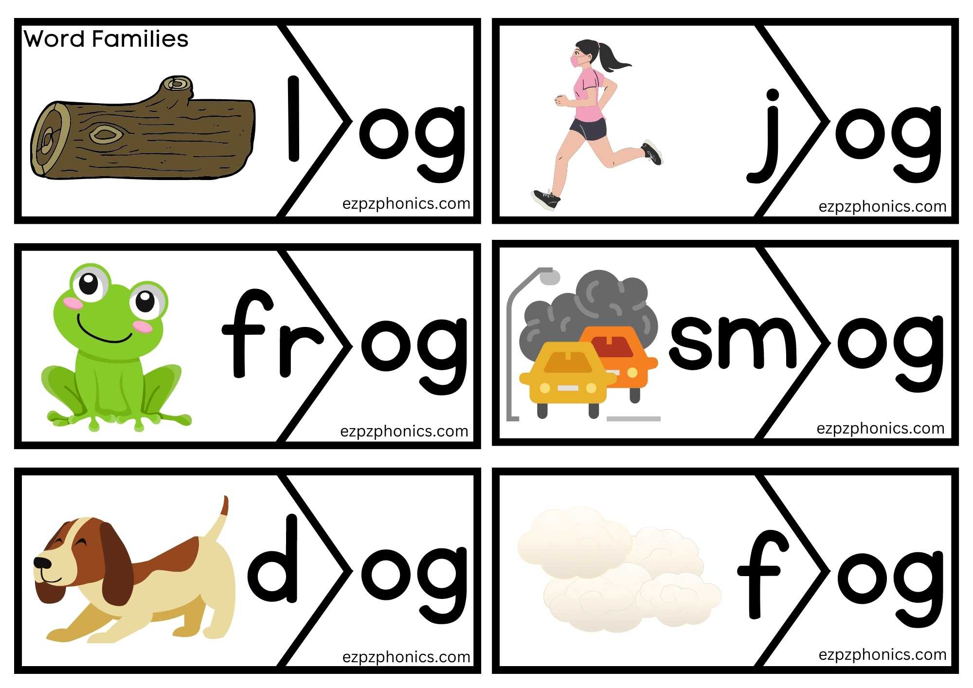 Puzzle match Word Family og Phonics Activities